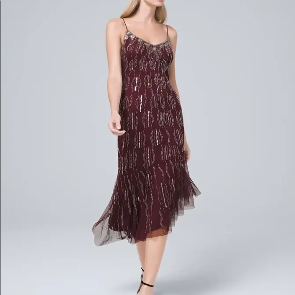 Adrianna Papell Burgundy Sequined Dress